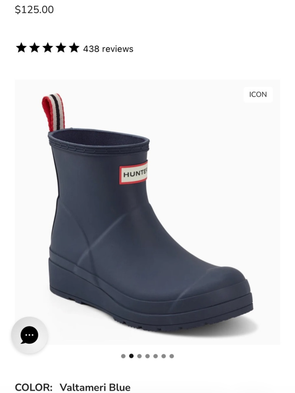 Hunter Navy Blue Rain Boot Women size 9